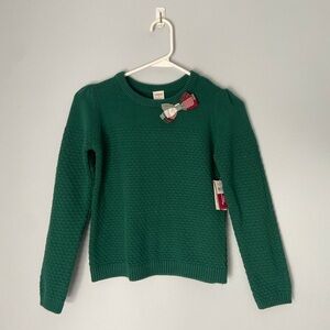 Christmas cabin green cotton textured sweater girls size 10 gymboree NEW